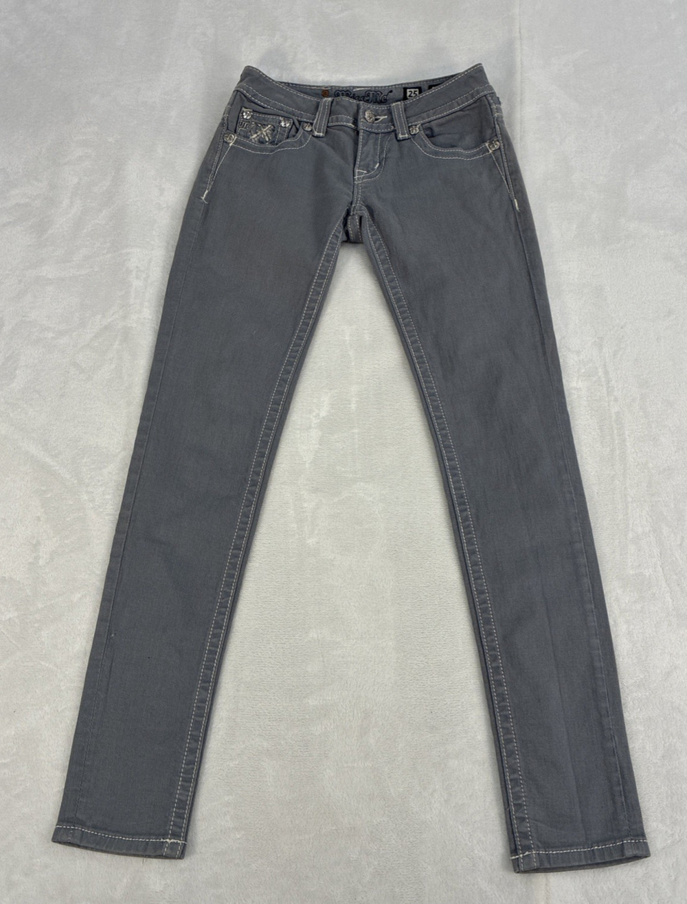 WOMENS MISS ME JP611052 SKINNY SLATE GRAY DENIM JEANS SZ 25 FS Benefits Charity